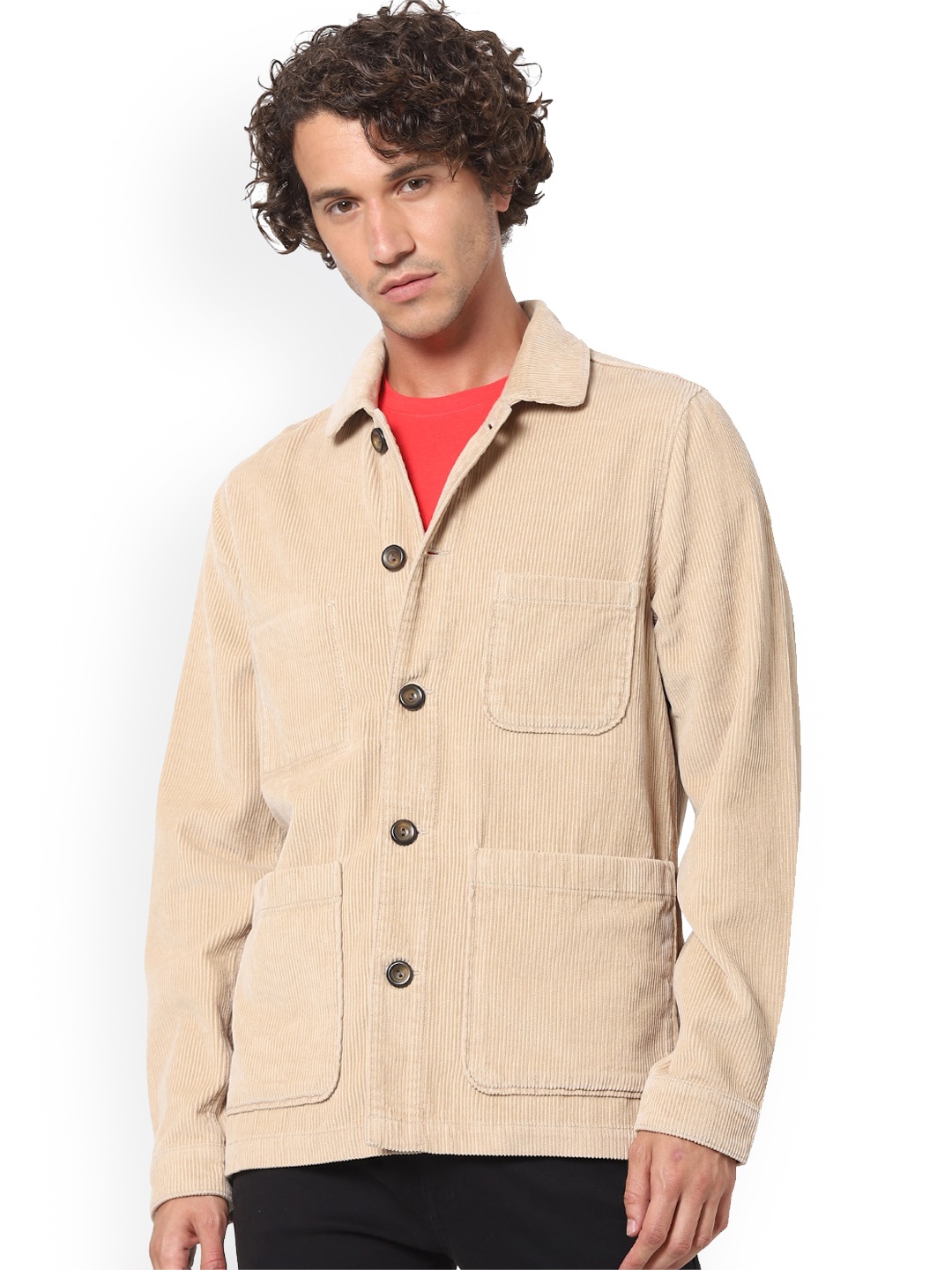 

Celio Spread Collar Cotton Tailored Jacket, Beige