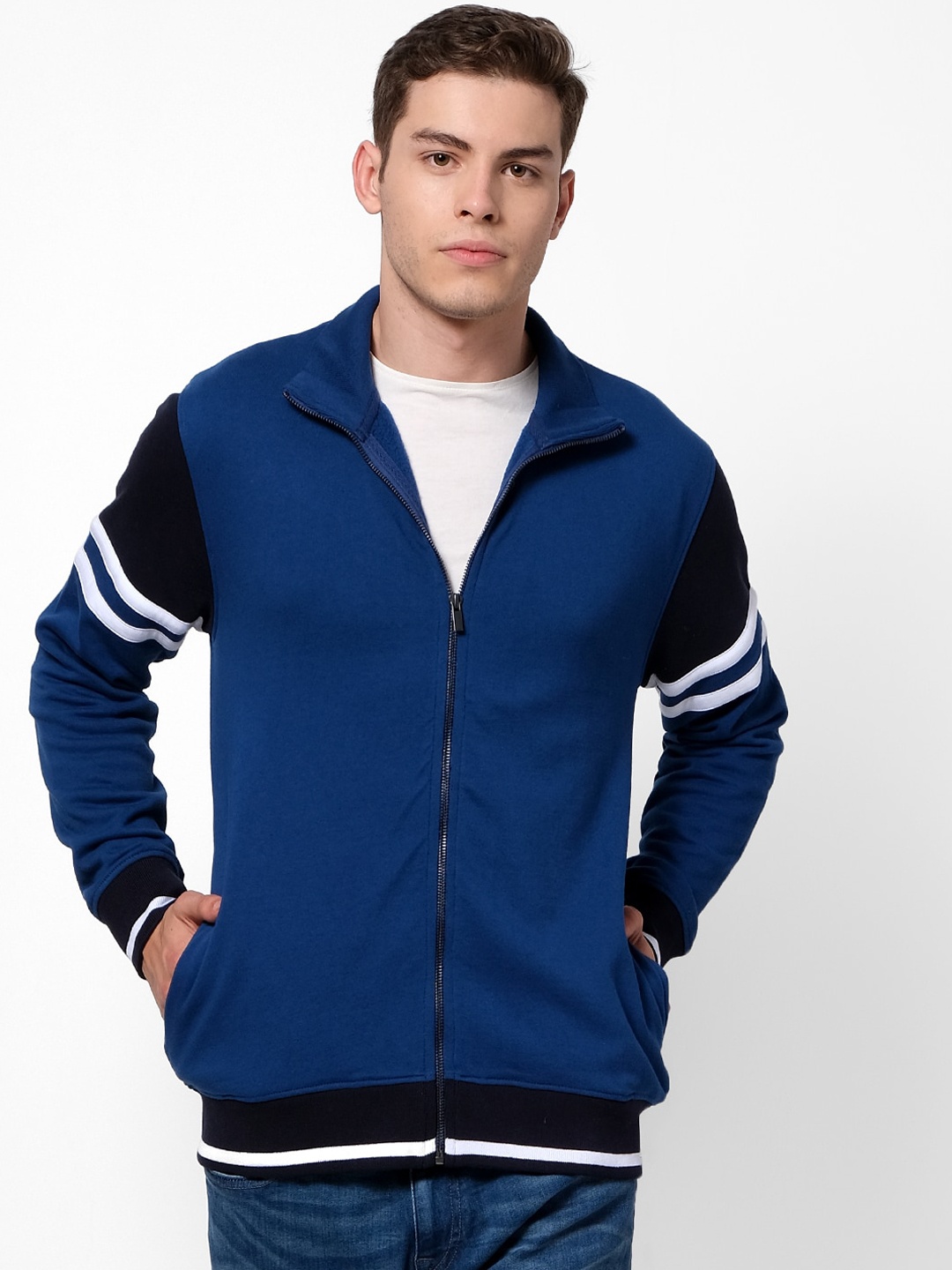 

Celio Colourblocked Bomber Jacket, Navy blue