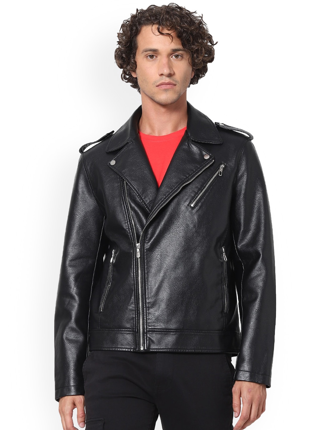 

Celio Lapel Collar Biker Jacket, Black