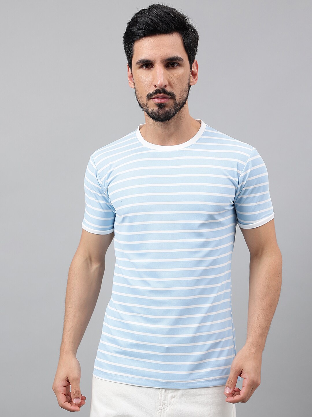 

Voroxy Striped Round Neck Short Sleeves Regular Fit T-shirt, Blue