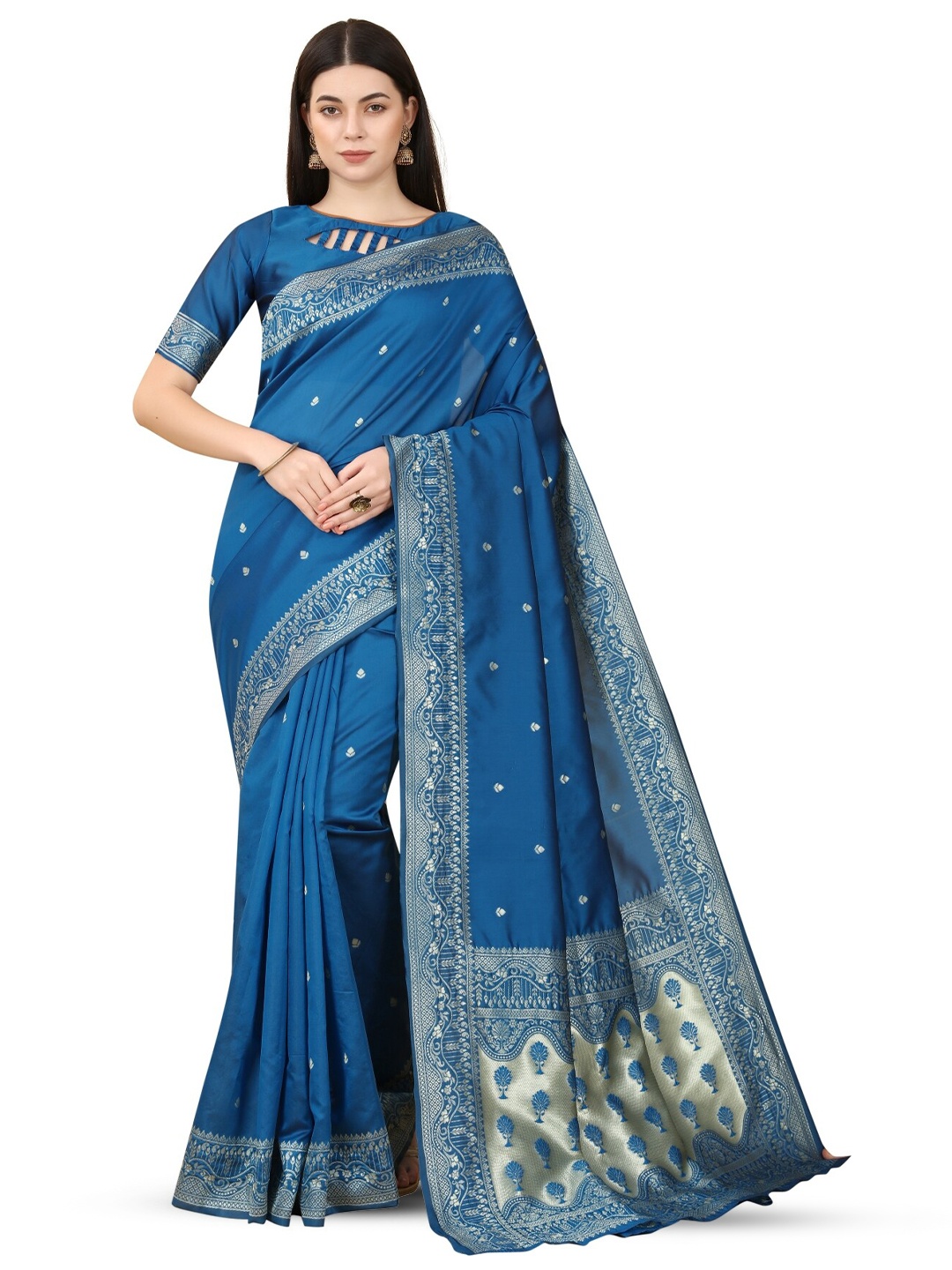 

HOLLYBEE TELLS Ethnic Motifs Woven Design Zari Banarasi Saree, Green