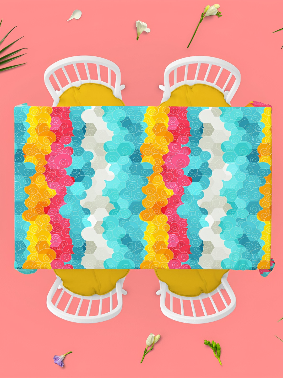 

ArtzFolio Multicoloured Anti-Slip 4-Seater Table Cover, Multi