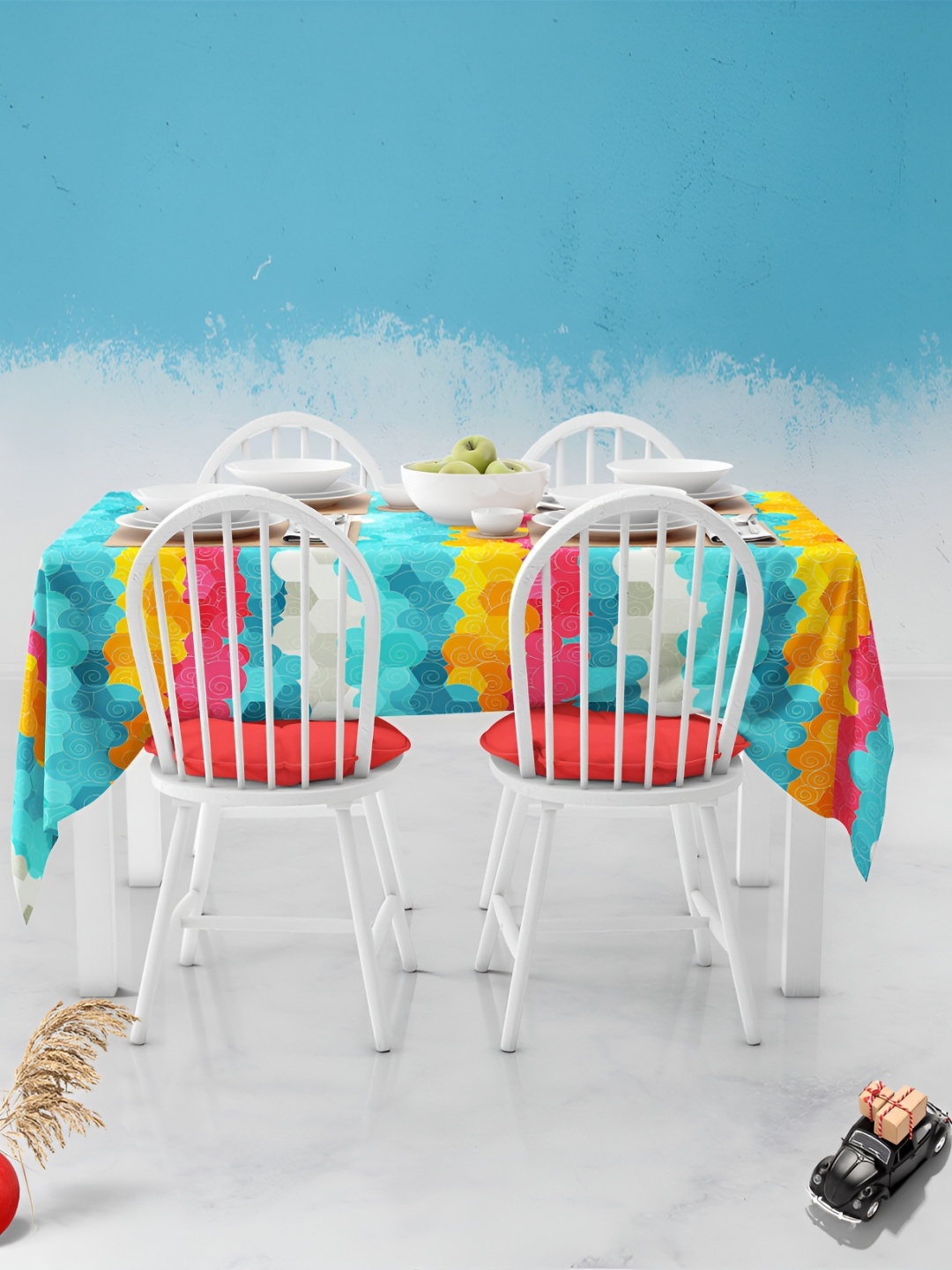 

ArtzFolio Multicoloured Anti-Slip 4-Seater Table Cover, Multi