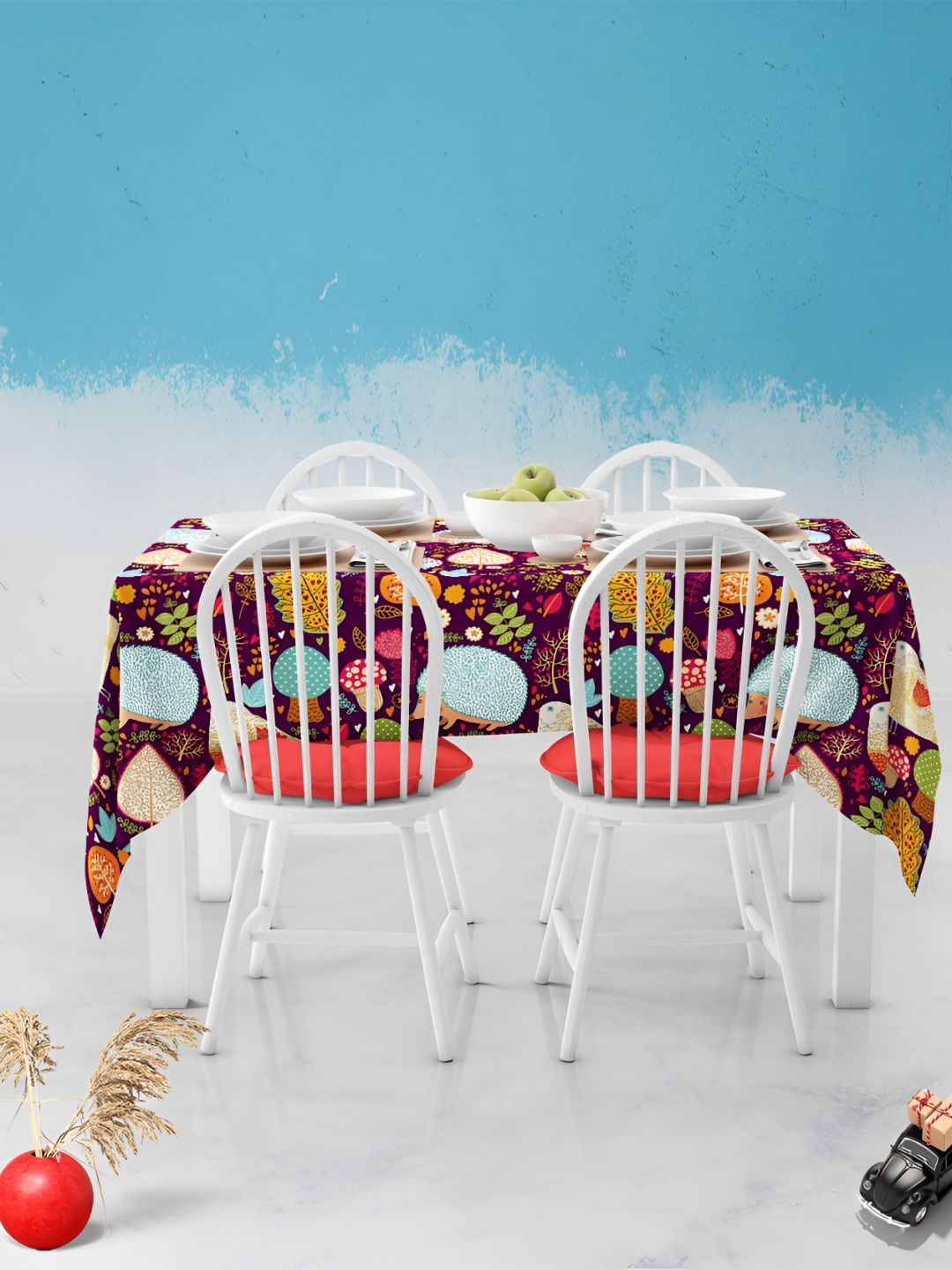 

ArtzFolio Multicoloured Anti-Slip 4-Seater Table Cover, Multi