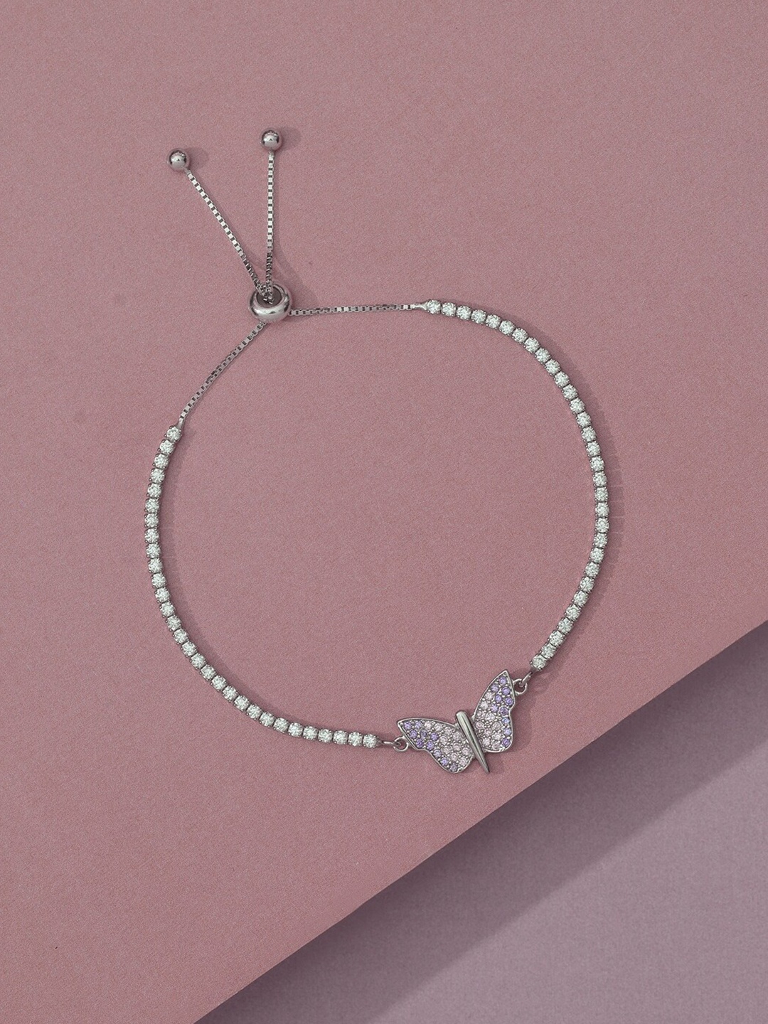 

Ornate Jewels 925 Sterling Silver American Diamond Butterfly Bracelet