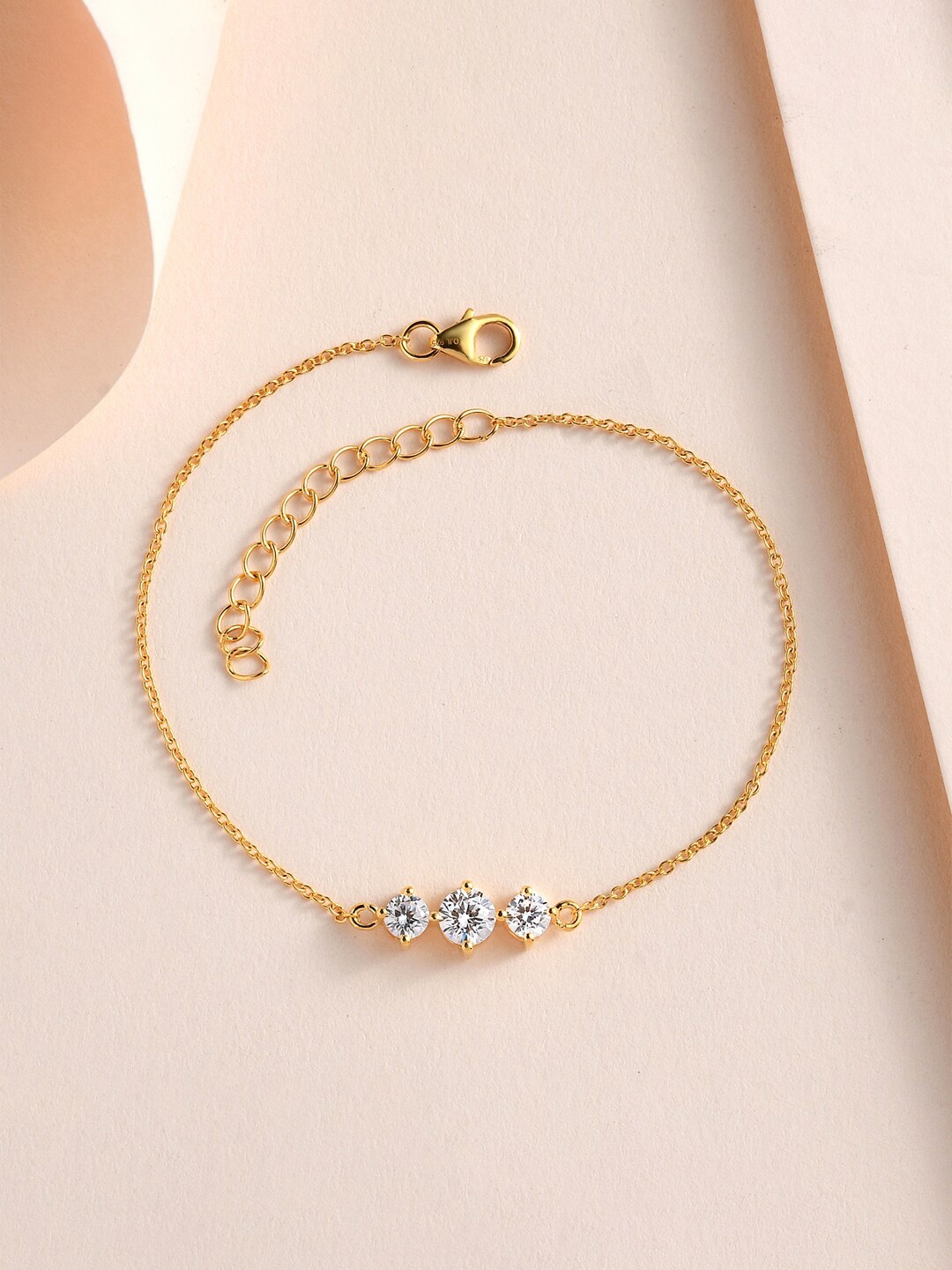 

Ornate Jewels Women 925 Sterling Silver Gold-Plated AD-Studded Charm Bracelet