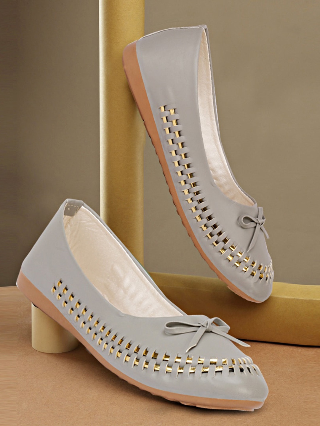 

BAESD Bow Detailed Ballerinas, Grey