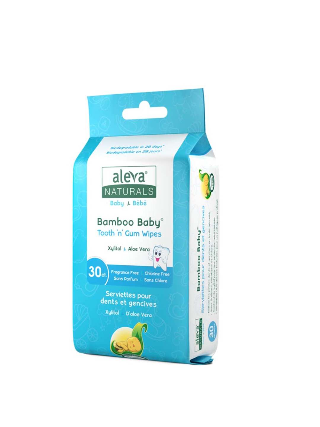

Aleva Naturals Bamboo Baby Tooth & Gum Wipes - 30 Wipes, White
