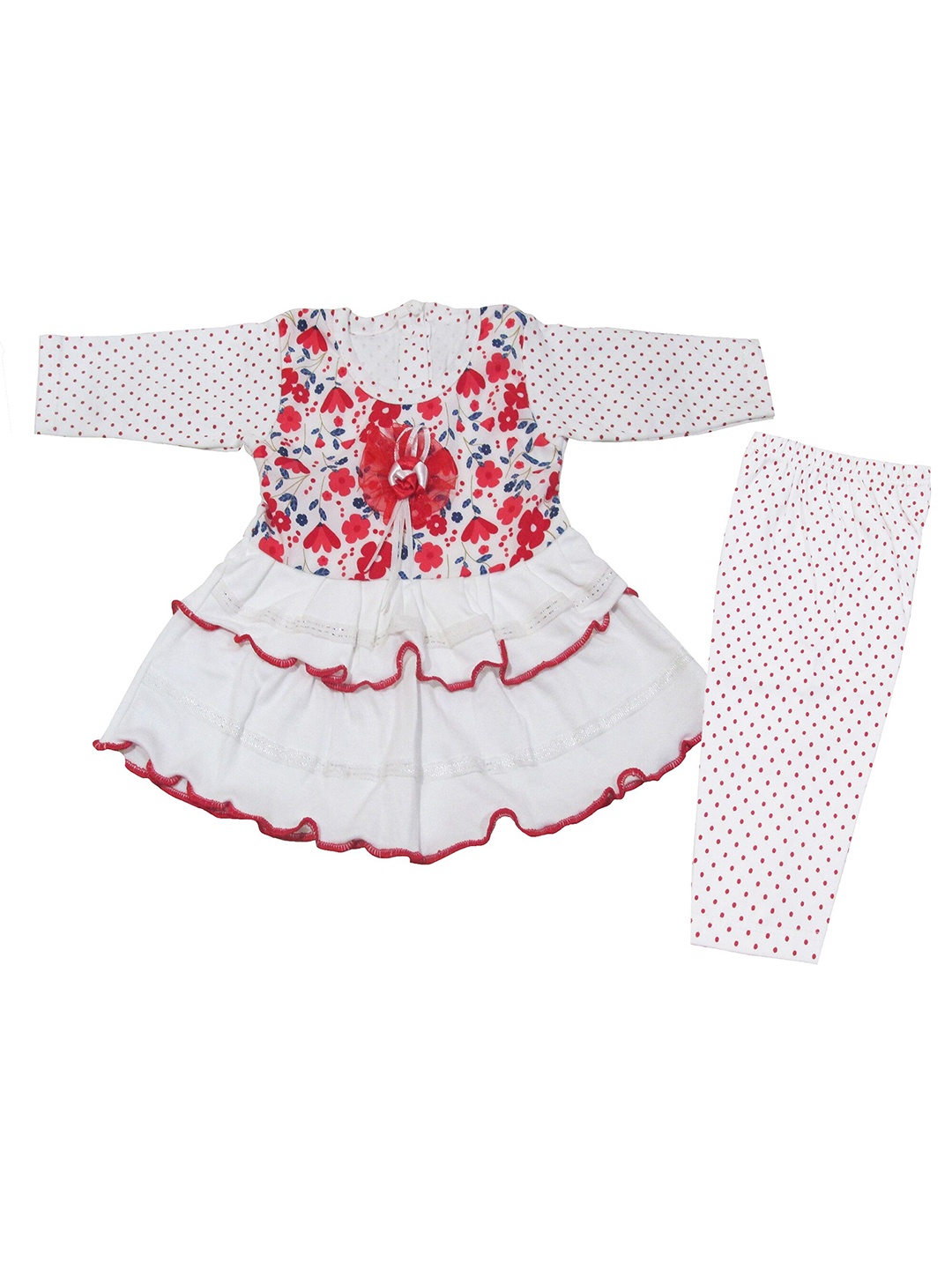 

BAESD Infants Girls Printed Pure Cotton Top With Trousers, Red