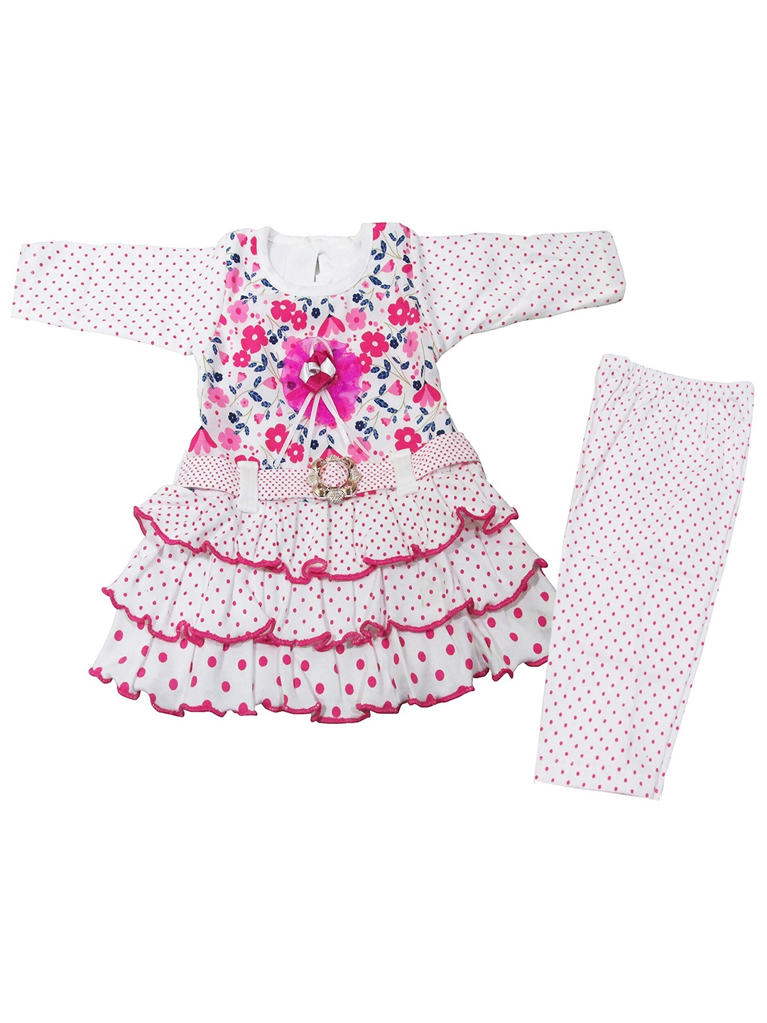 

BAESD Infants Girls Printed Pure Cotton Top with Trousers, Pink