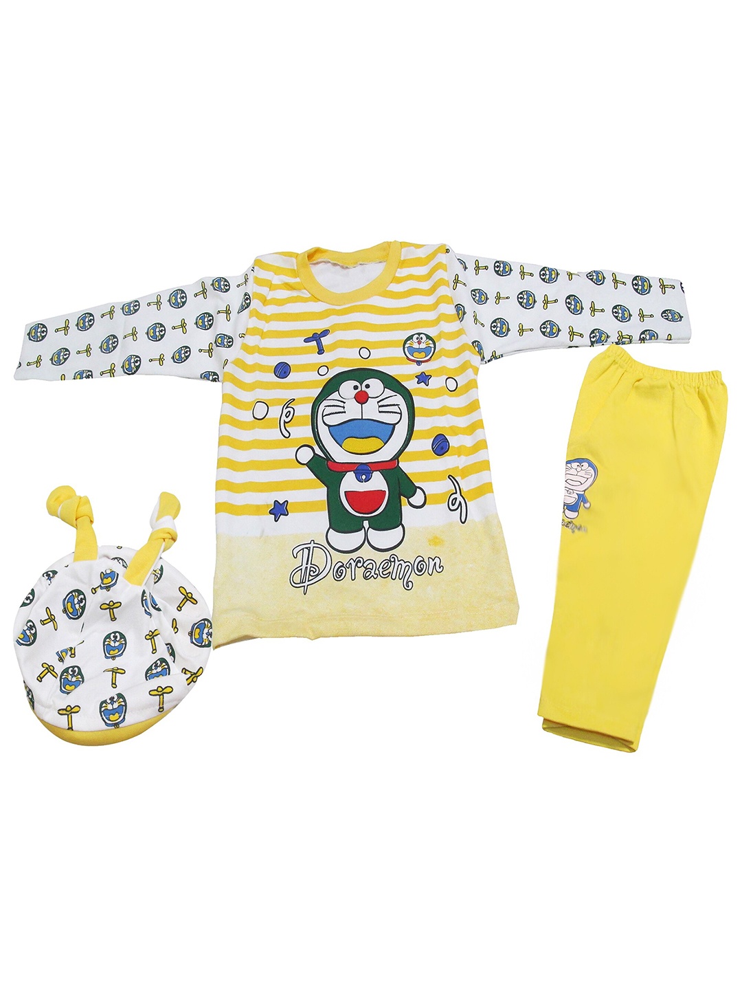 

BAESD Infants Boys Doreamon Printed Pure Cotton Top with Trousers, Yellow