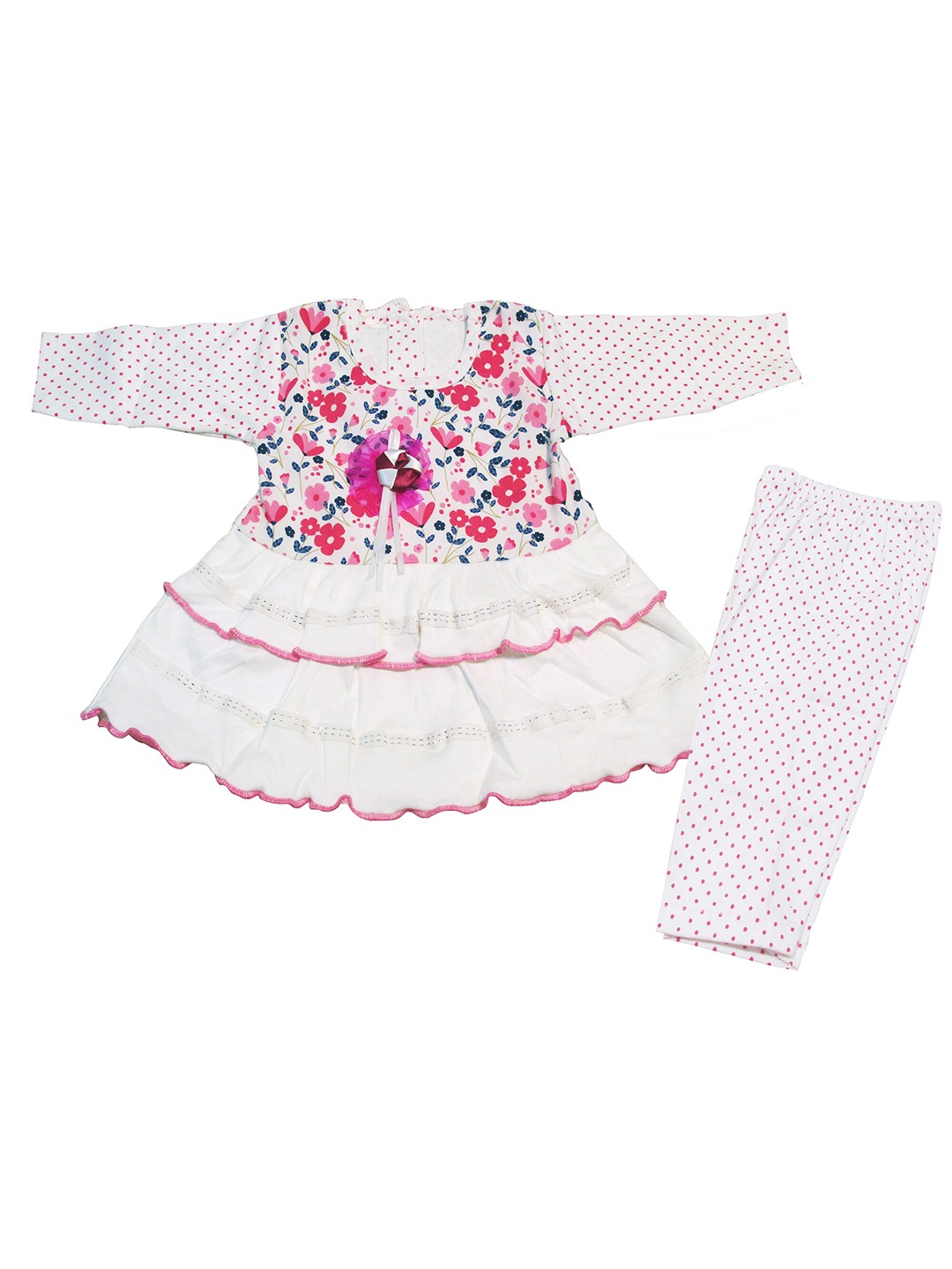 

BAESD Infants Girls Printed Pure Cotton Top with Trousers, Pink