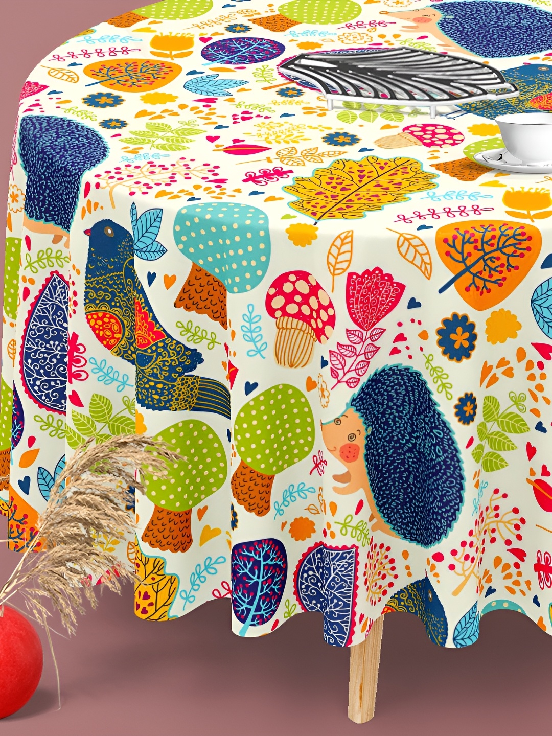 

ArtzFolio Multicoloured Anti-Slip Round 4-Seater Table Cover, Multi