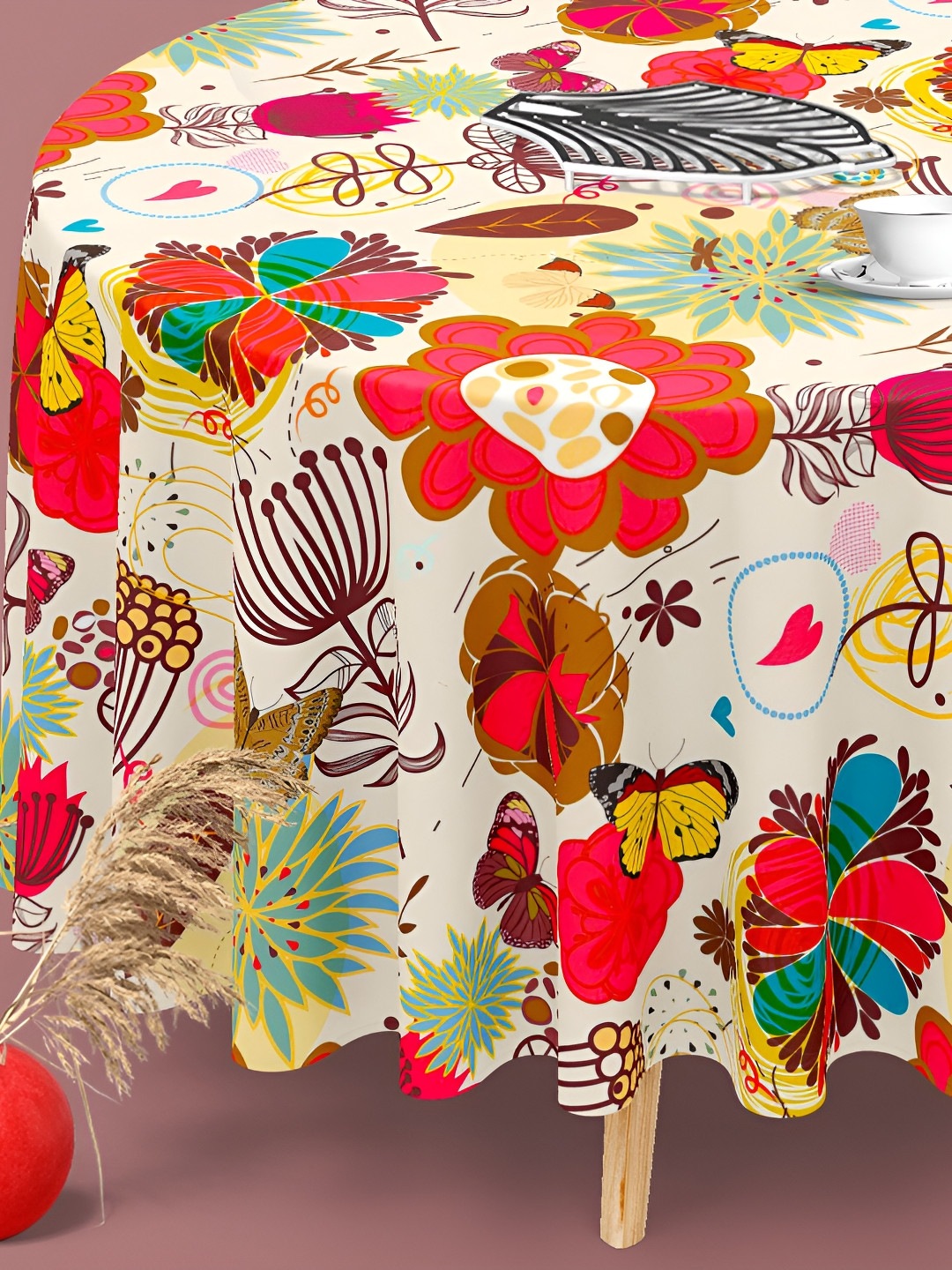 

ArtzFolio Multicoloured Anti-Slip Round 6-Seater Table Cover, Multi