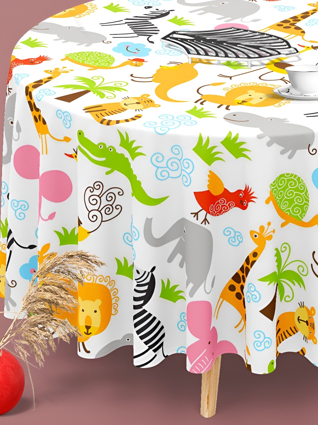 

ArtzFolio Multicoloured Anti-Slip Round 6-Seater Table Cover, Multi