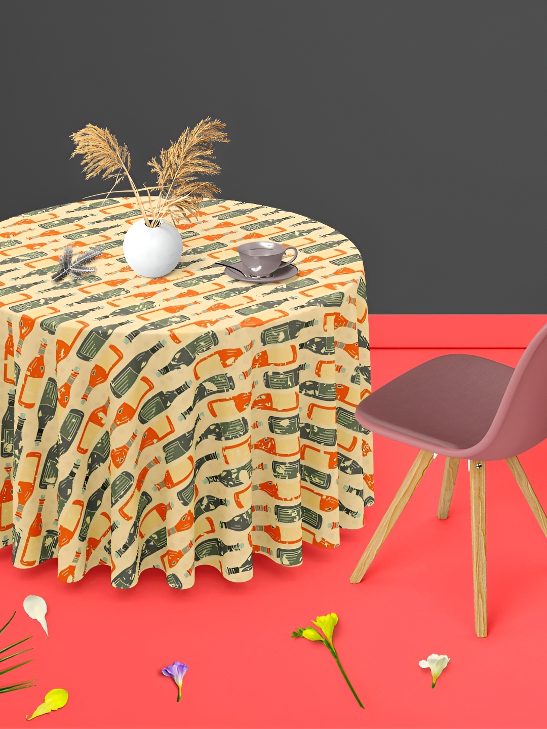 

ArtzFolio Multicoloured Anti-Slip Round 6-Seater Table Cover, Multi