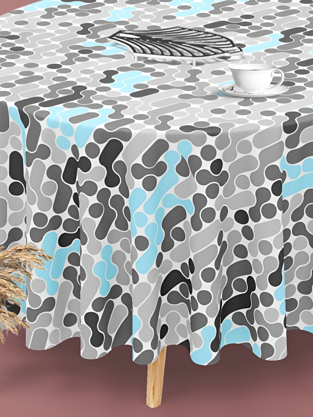 

ArtzFolio Multicoloured Anti-Slip Round 6-Seater Table Cover, Multi