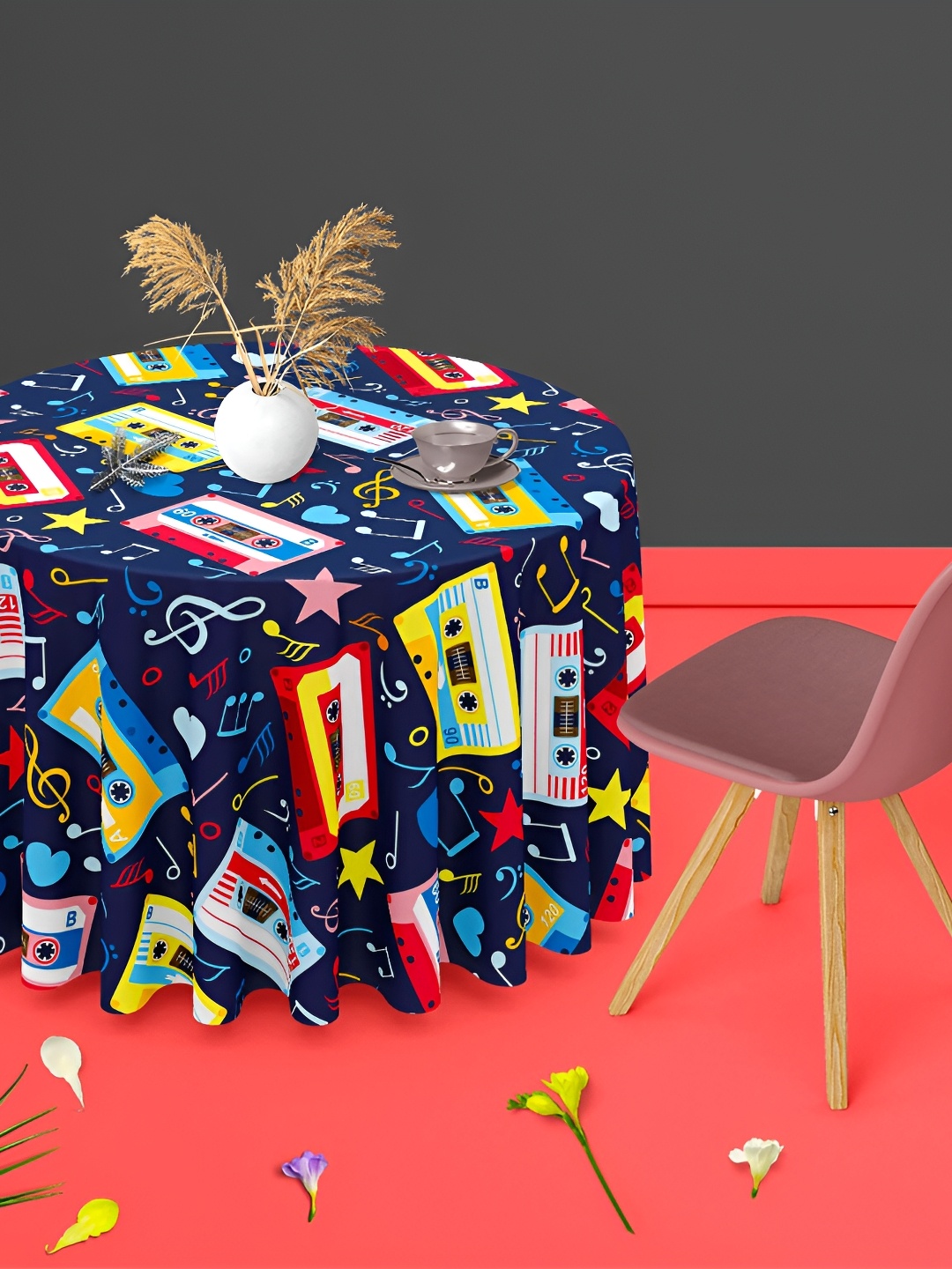 

ArtzFolio Multicoloured Anti-Slip Round 6-Seater Table Cover, Multi