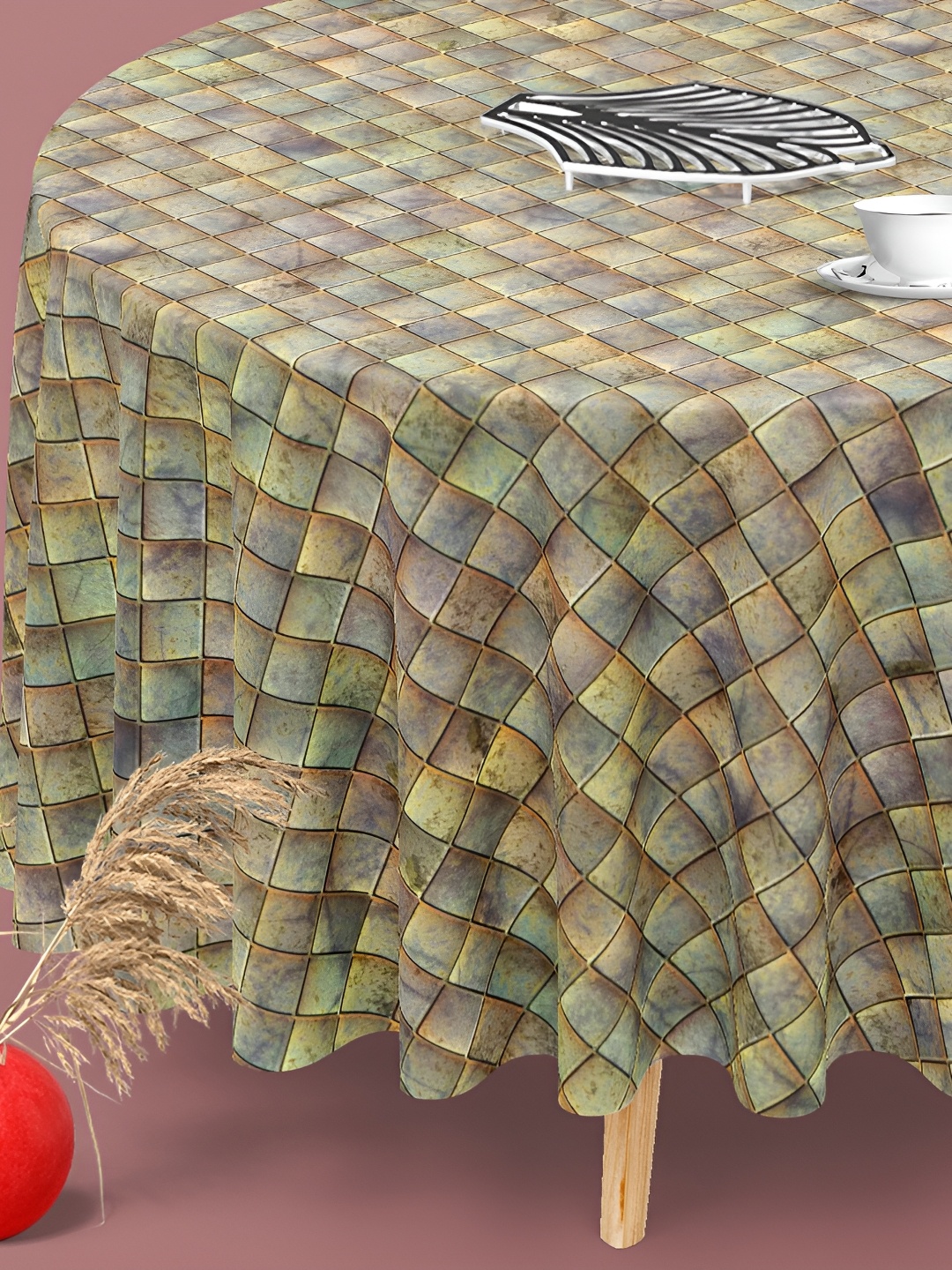 

ArtzFolio Multicoloured Anti-Slip Round 6-Seater Table Cover, Multi
