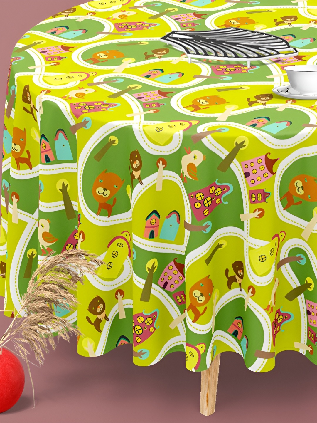 

ArtzFolio Multicoloured Anti-Slip Round 6-Seater Table Cover, Multi
