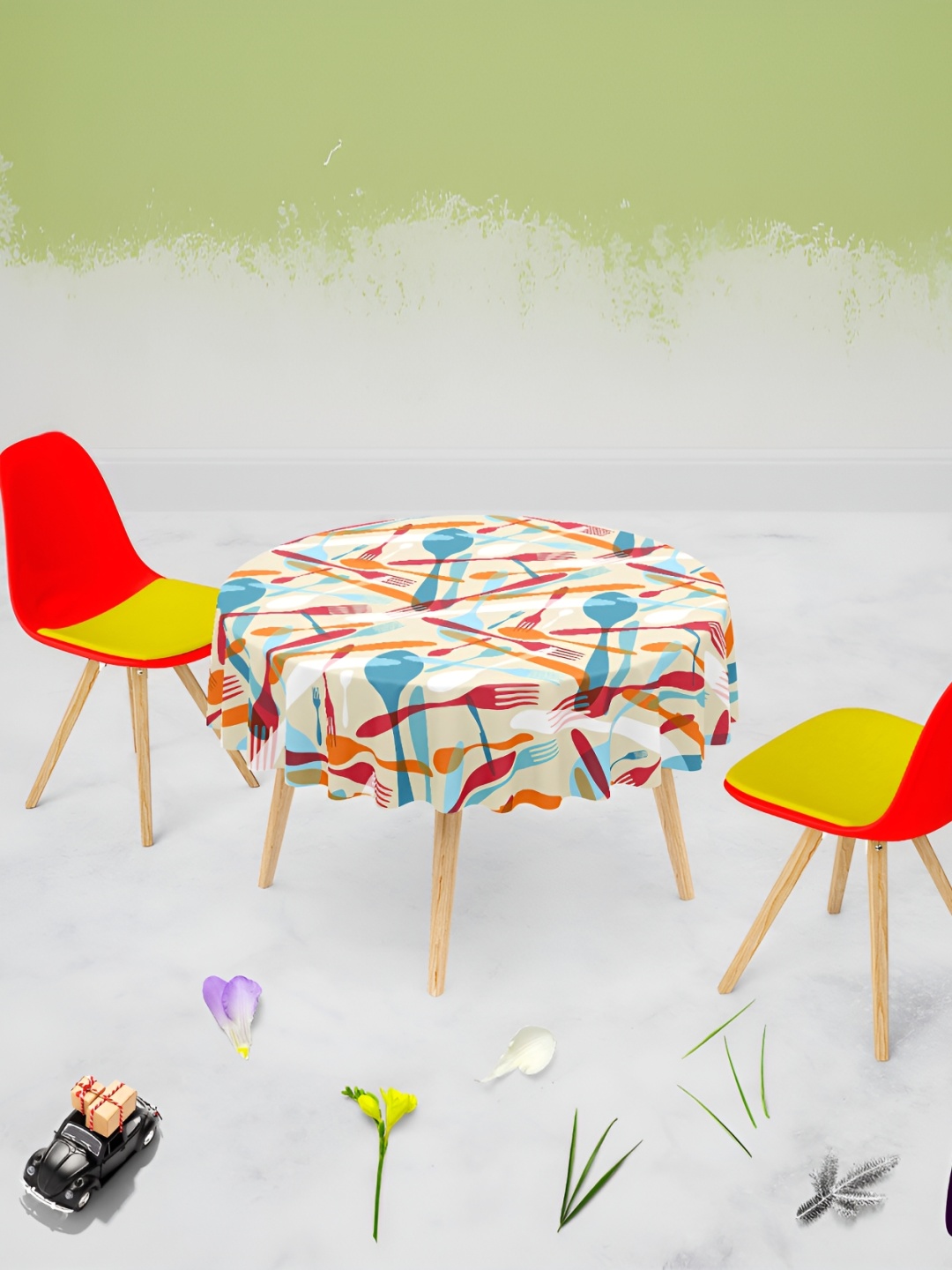 

ArtzFolio Multicoloured Anti-Slip Round 6-Seater Table Cover, Multi