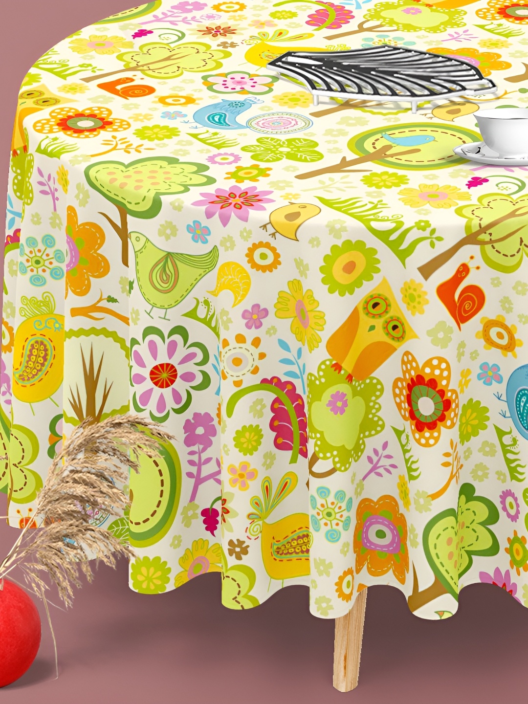 

ArtzFolio Multicoloured Anti-Slip Round 4-Seater Table Cover, Multi