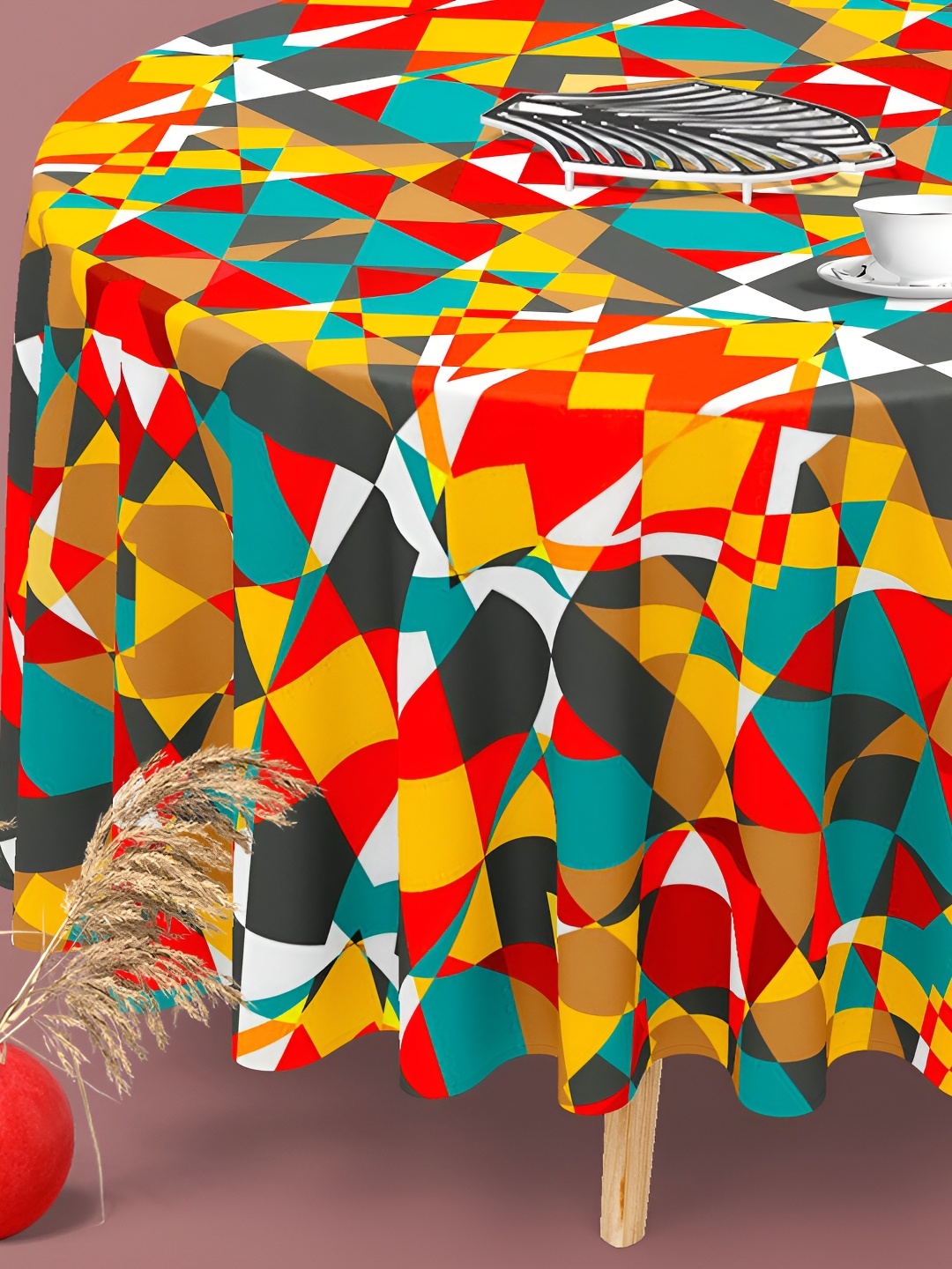 

ArtzFolio Multicoloured Anti-Slip Round 6-Seater Table Cover, Multi