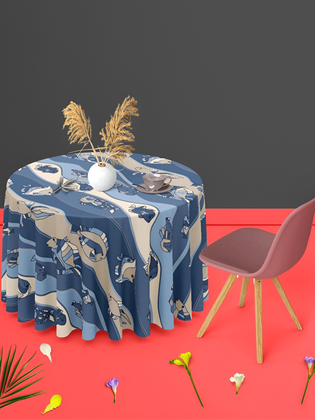

ArtzFolio Multicoloured Anti-Slip Round 8-Seater Table Cover, Multi