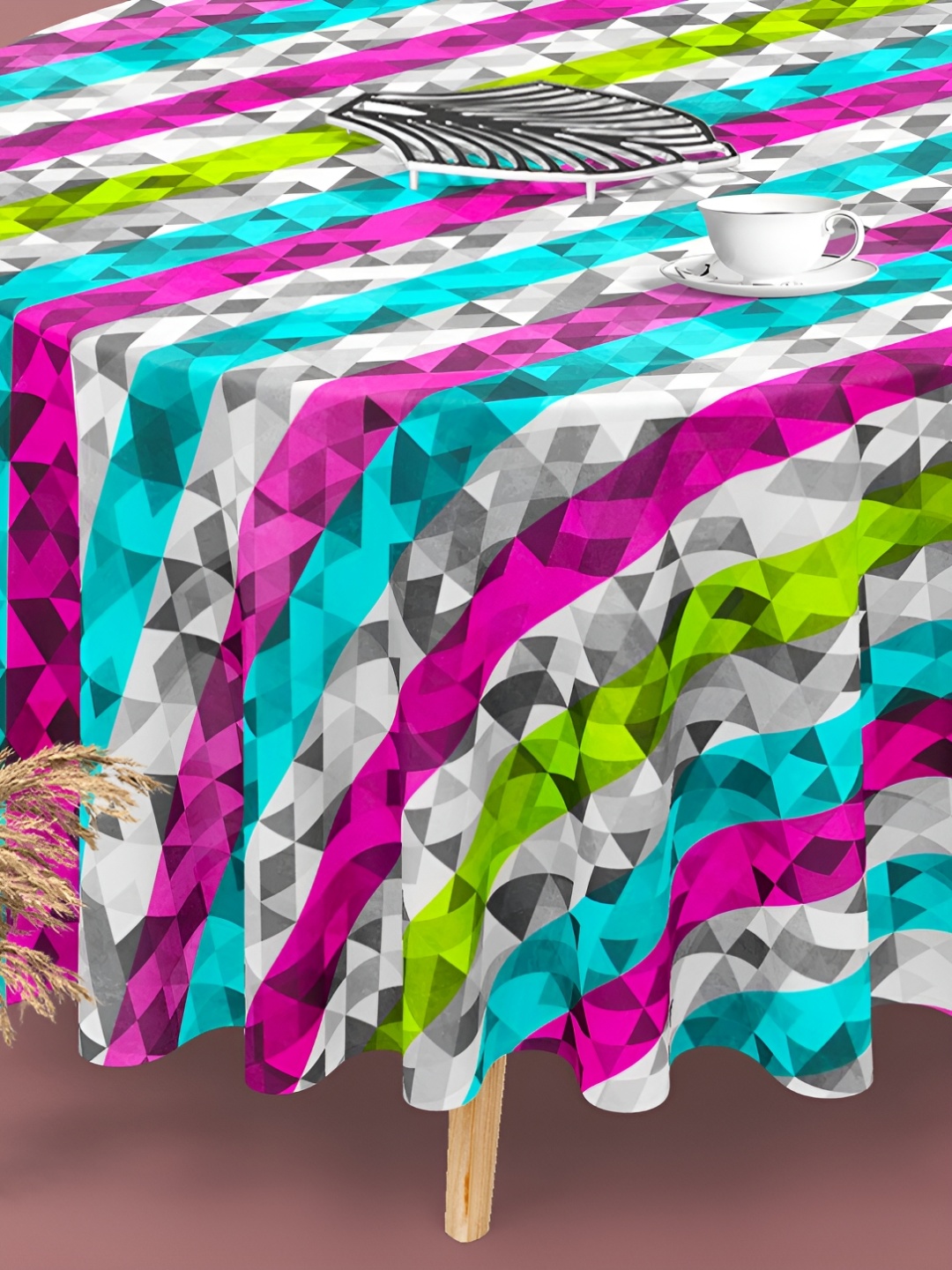 

ArtzFolio Multicoloured Anti-Slip Round 4-Seater Table Cover, Multi