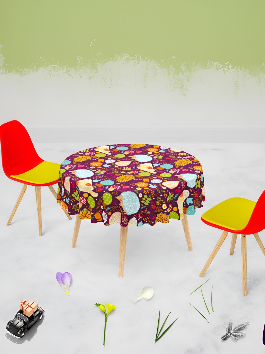 

ArtzFolio Multicoloured Anti-Slip Round 6-Seater Table Cover, Multi