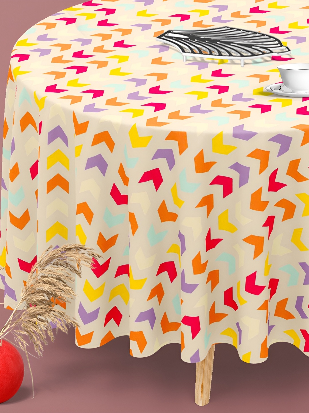 

ArtzFolio Multicoloured Anti-Slip Round 4-Seater Table Cover, Multi