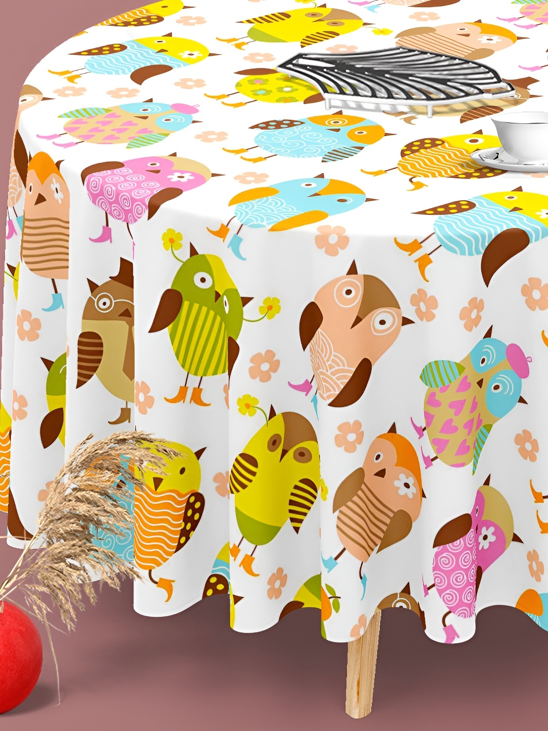 

ArtzFolio Multicoloured Anti-Slip Round 4-Seater Table Cover, Multi
