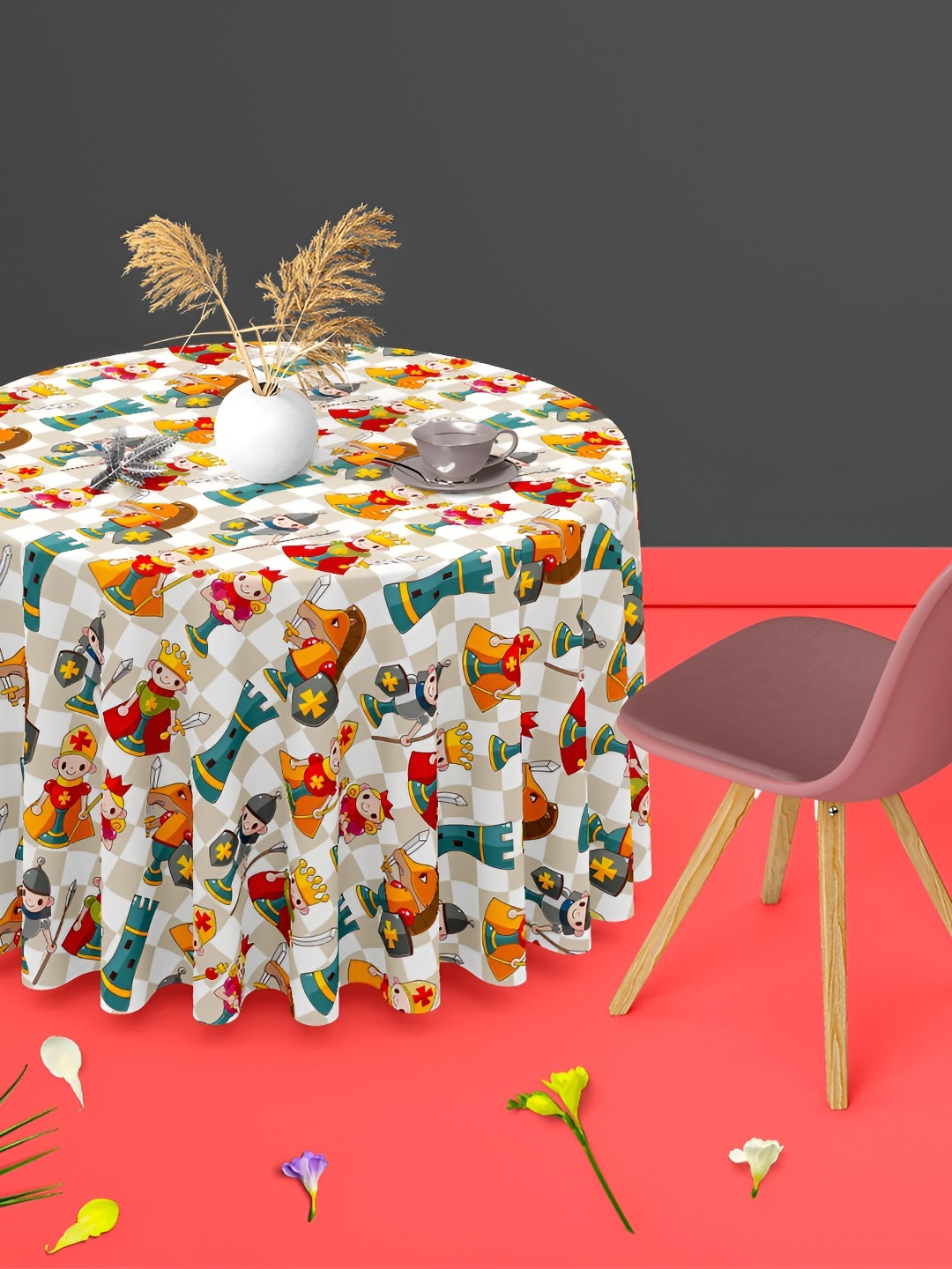 

ArtzFolio Multicoloured Anti-Slip Round 8-Seater Table Cover, Multi