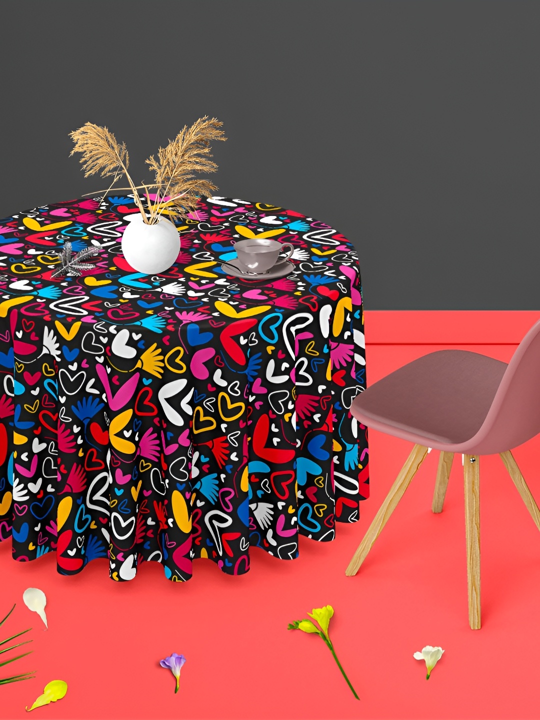

ArtzFolio Multicoloured Anti-Slip Round 8-Seater Table Cover, Multi