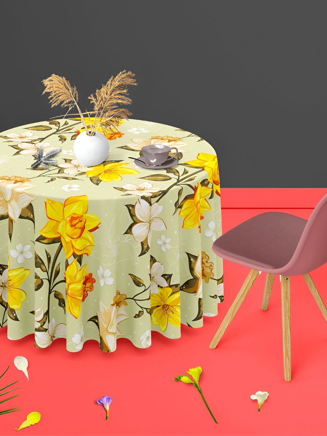 

ArtzFolio Multicoloured Anti-Slip Round 4-Seater Table Cover, Multi