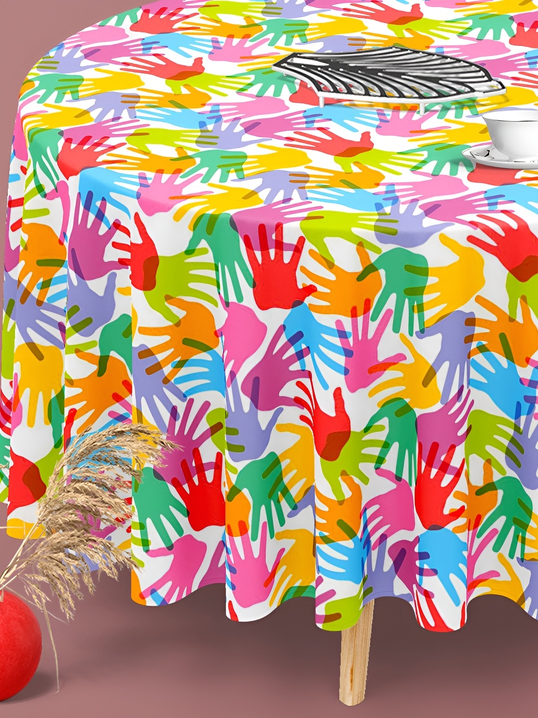 

ArtzFolio Multicoloured Anti-Slip Round 6-Seater Table Cover, Multi
