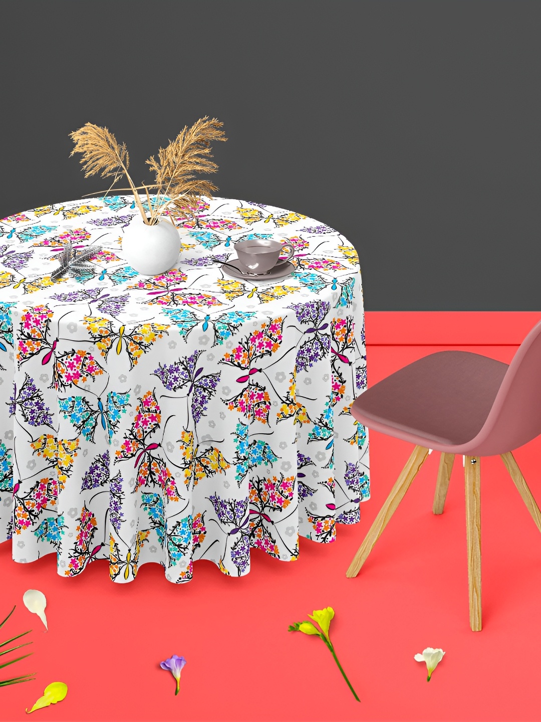 

ArtzFolio Multicoloured Anti-Slip Round 4-Seater Table Cover, Multi