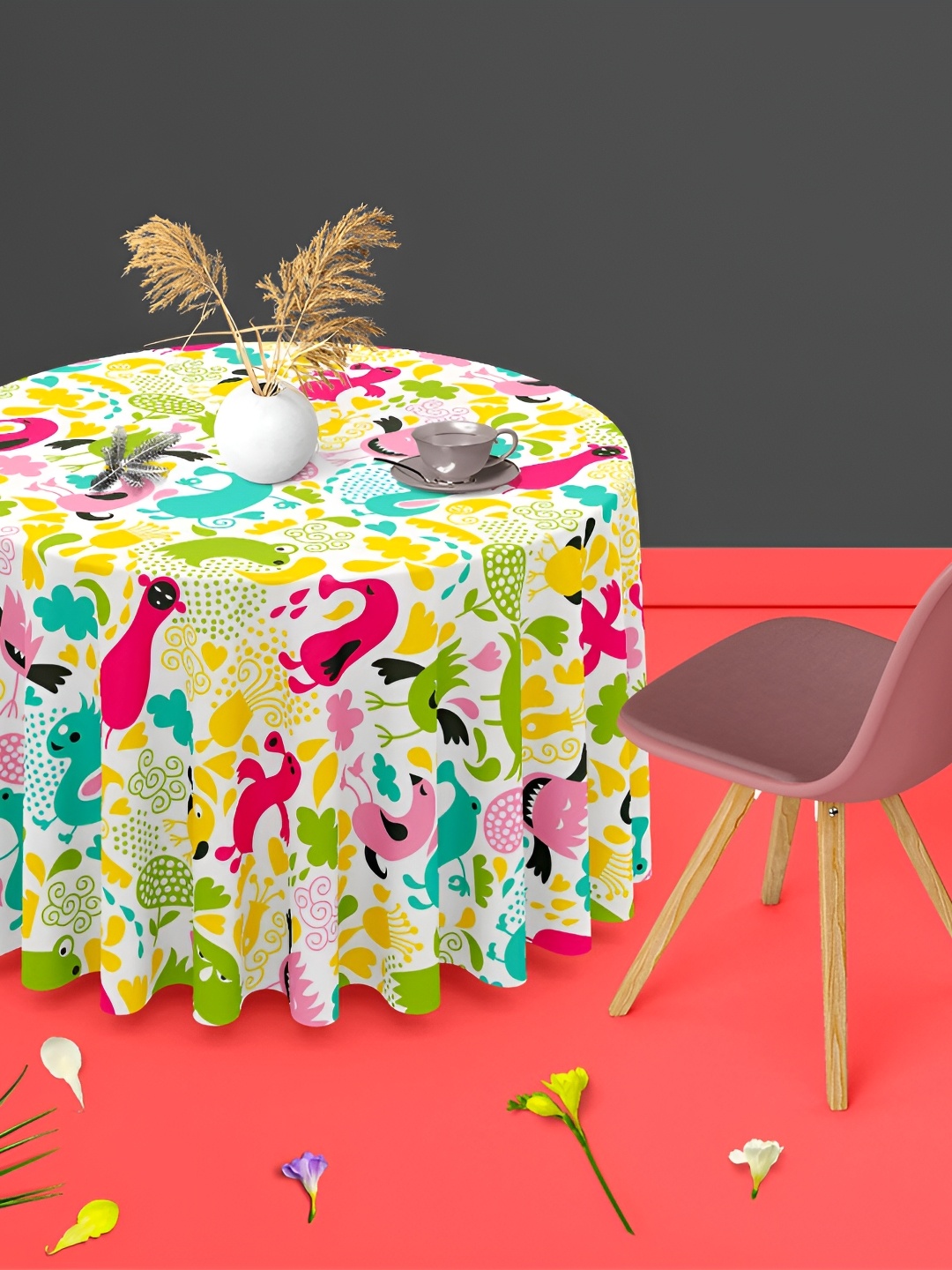 

ArtzFolio Multicoloured Anti-Slip Round 4-Seater Table Cover, Multi