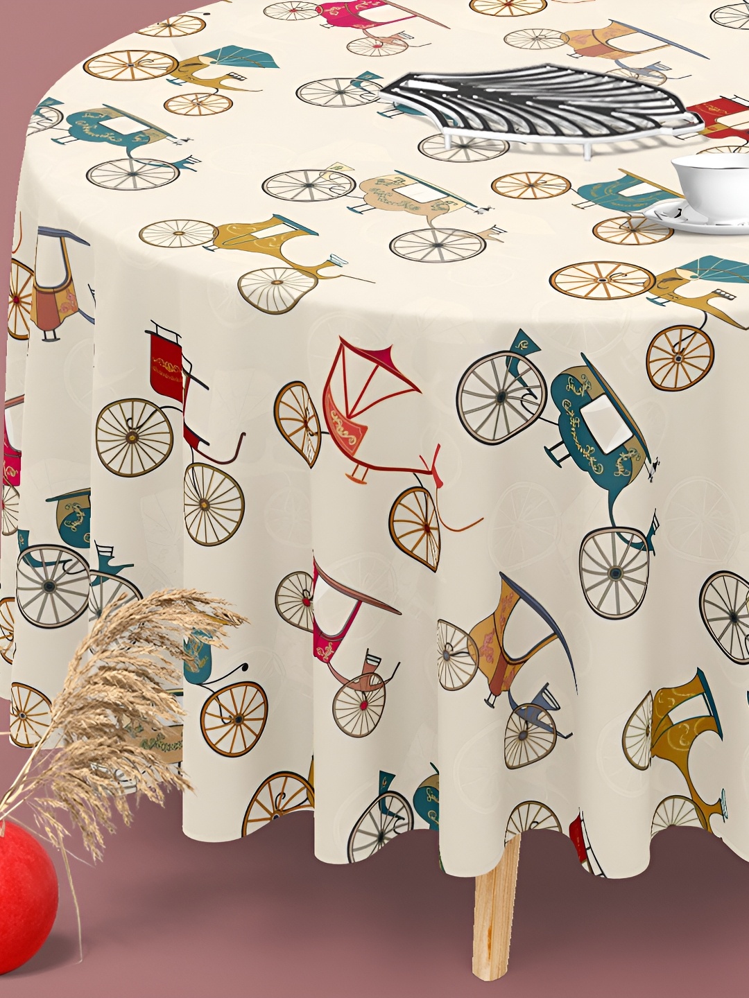 

ArtzFolio Multicoloured Anti-Slip Round 4-Seater Table Cover, Multi