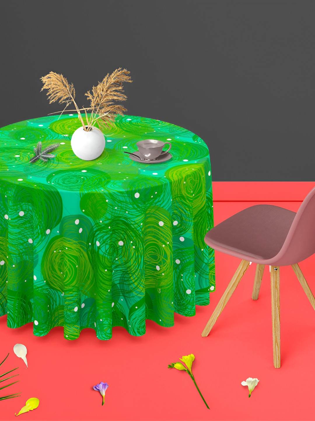

ArtzFolio Multicoloured Anti-Slip Round 6-Seater Table Cover, Multi