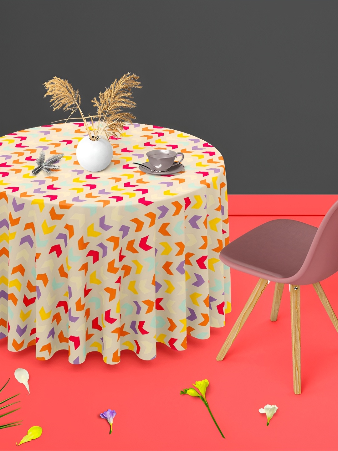

ArtzFolio Multicoloured Anti-Slip Round 8-Seater Table Cover, Multi