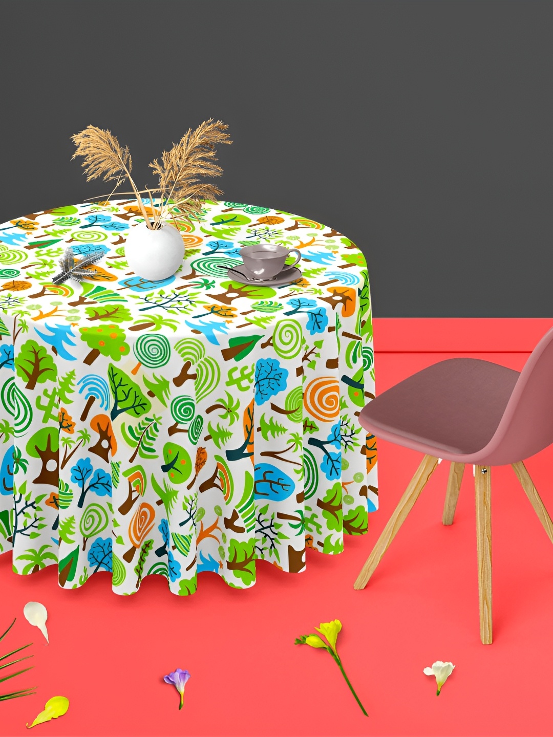 

ArtzFolio Multicoloured Anti-Slip Round 4-Seater Table Cover, Multi