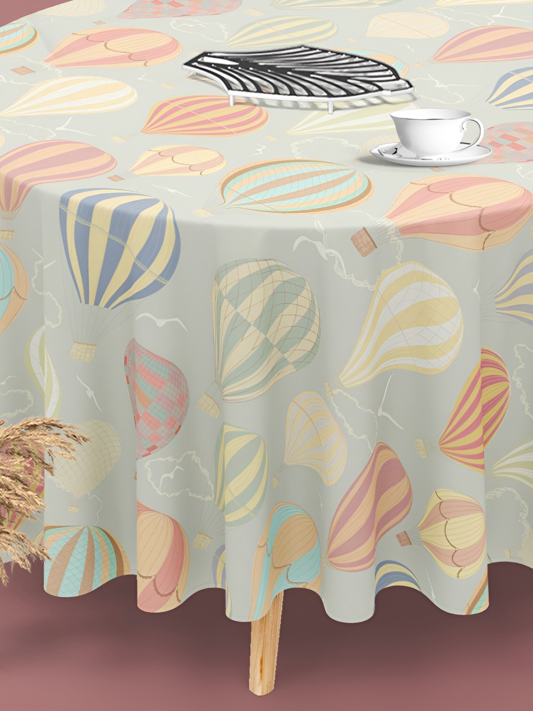 

ArtzFolio Multicoloured Anti-Slip Round 4-Seater Table Cover, Multi