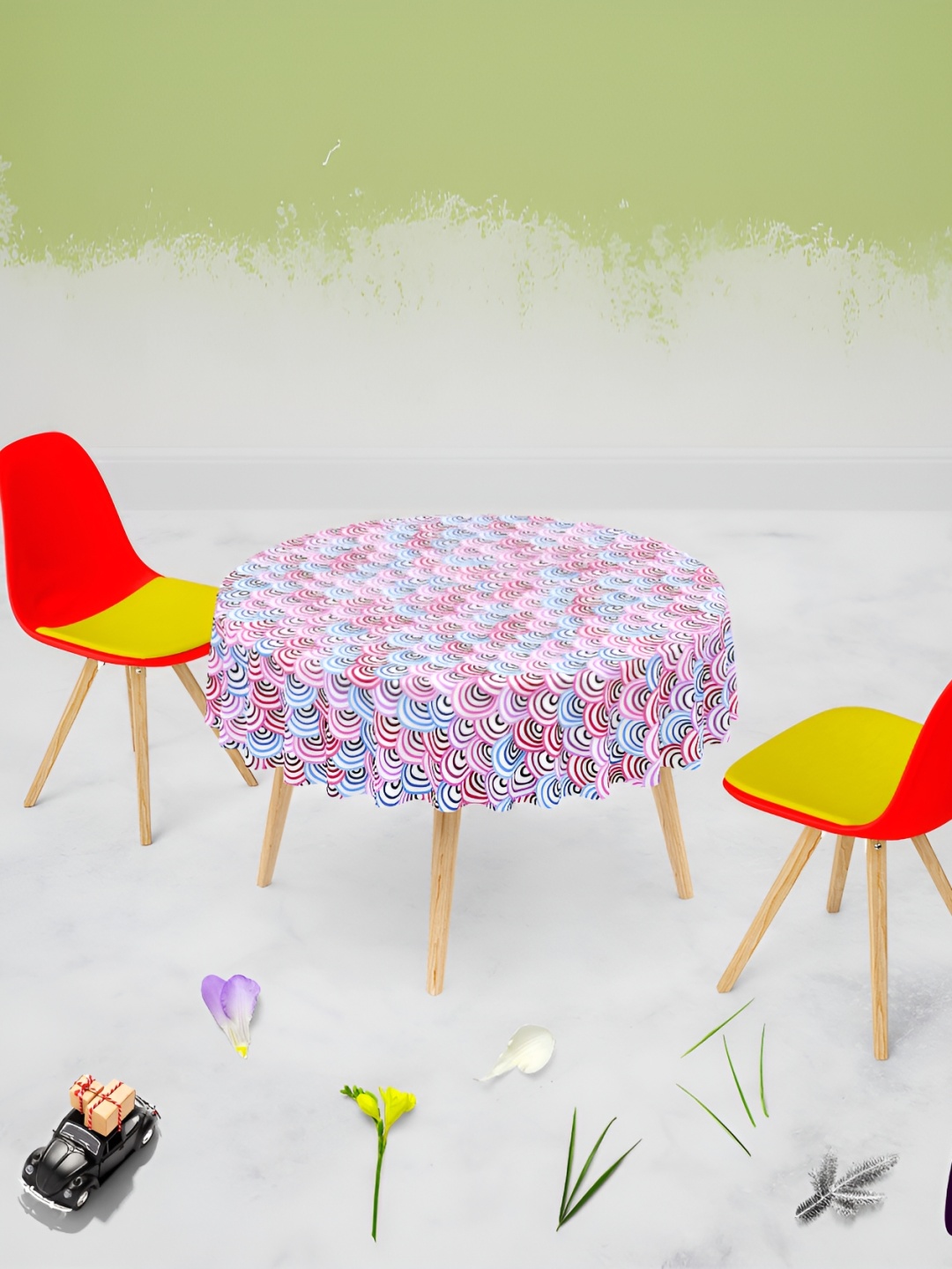 

ArtzFolio Multicoloured Anti-Slip Round 4-Seater Table Cover, Multi