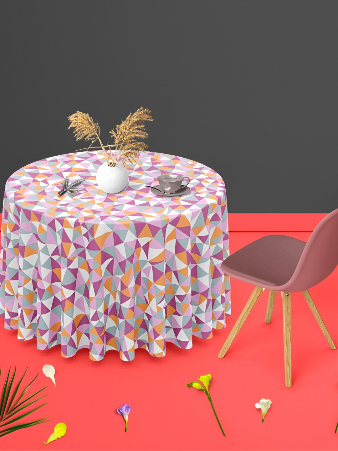

ArtzFolio Multicoloured Anti-Slip Round 6-Seater Table Cover, Multi