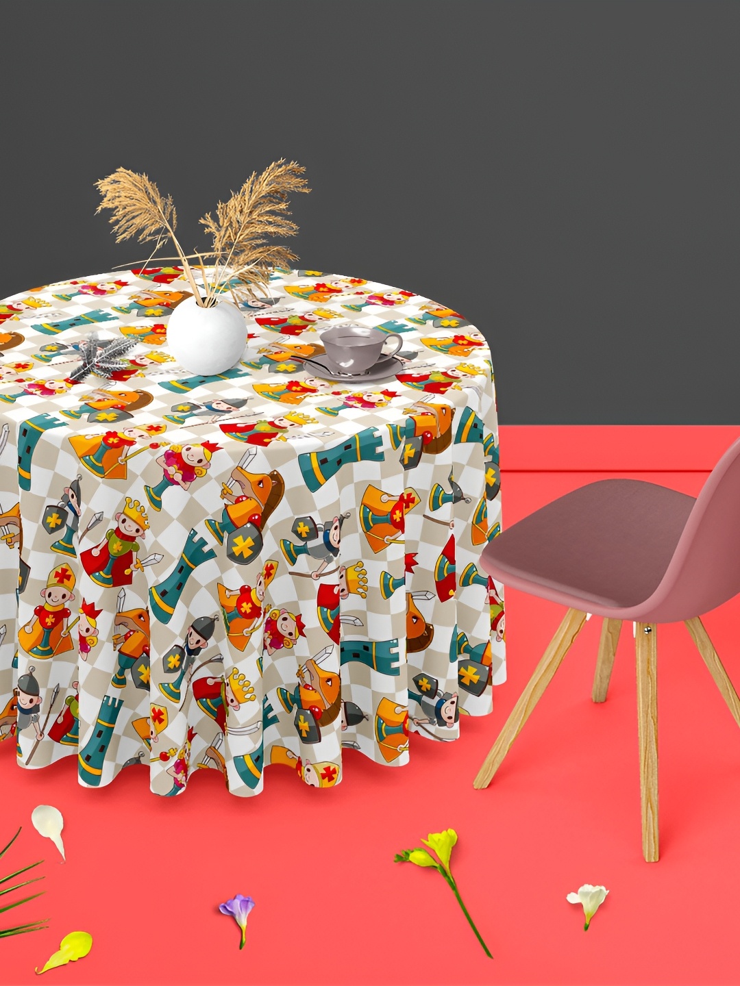 

ArtzFolio Multicoloured Anti-Slip Round 4-Seater Table Cover, Multi