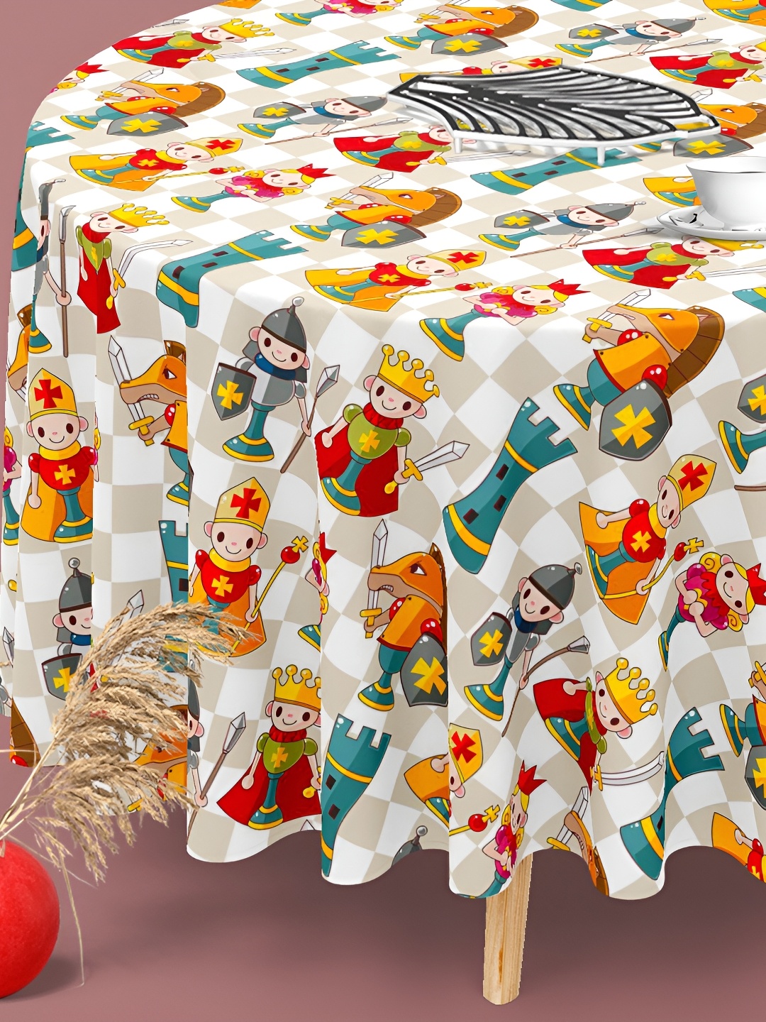 

ArtzFolio Multicoloured Anti-Slip Round 4-Seater Table Cover, Multi