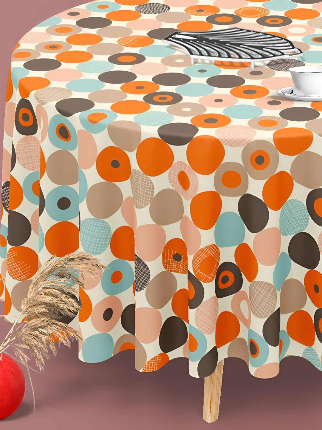 

ArtzFolio Multicoloured Anti-Slip Round 6-Seater Table Cover, Multi