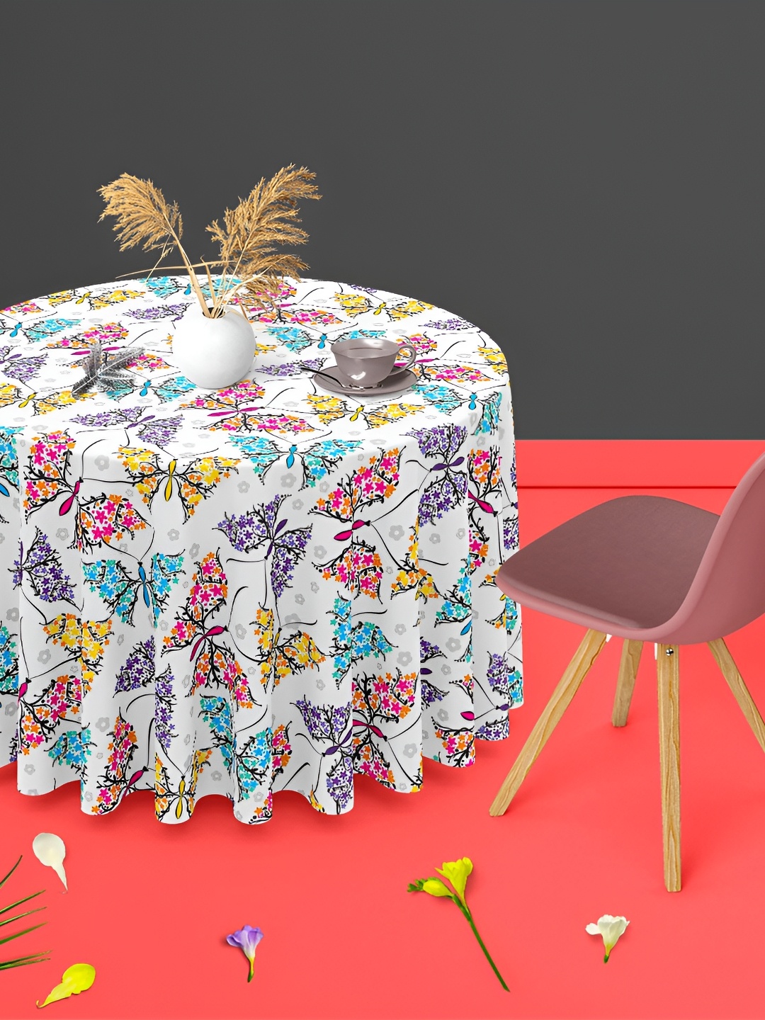 

ArtzFolio Multicoloured Anti-Slip Round 8-Seater Table Cover, Multi