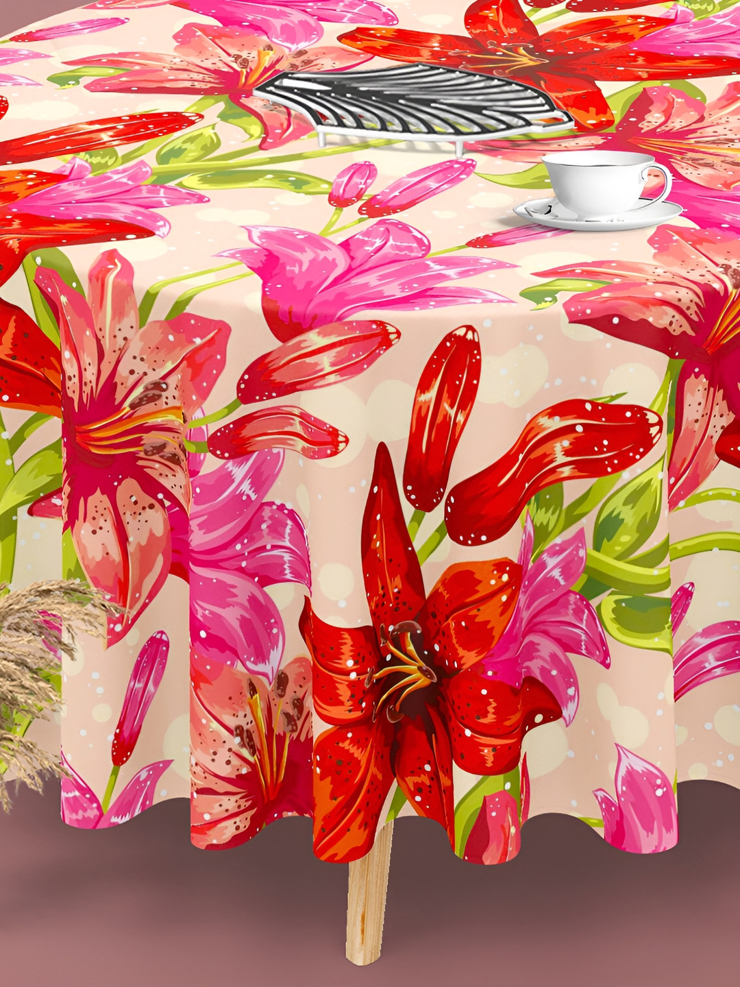 

ArtzFolio Multicoloured Anti-Slip Round 8-Seater Table Cover, Multi